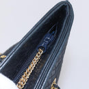 BALLY Quilted Chain Shoulder Bag Leather Navy Gold Auth BA8025-10