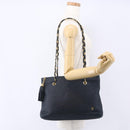 BALLY Quilted Chain Shoulder Bag Leather Navy Gold Auth BA8025-22