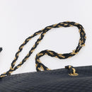 BALLY Quilted Chain Shoulder Bag Leather Navy Gold Auth BA8025-8