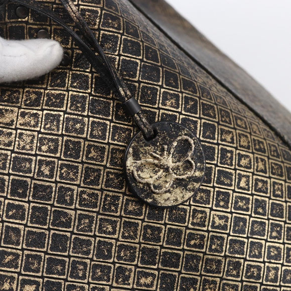 BOTTEGA VENETA INTRECCIATO Tote Bag Leather Black Gold Auth BA8028