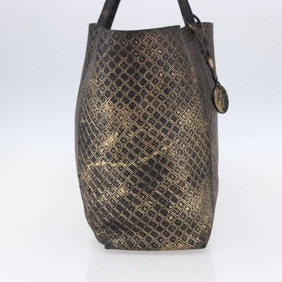 BOTTEGA VENETA INTRECCIATO Tote Bag Leather Black Gold Auth BA8028