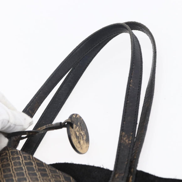 BOTTEGA VENETA INTRECCIATO Tote Bag Leather Black Gold Auth BA8028