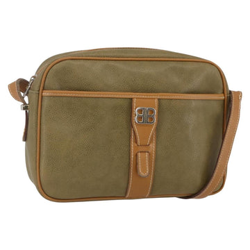 BALENCIAGA Shoulder Bag Leather Beige Silver Auth BA8029