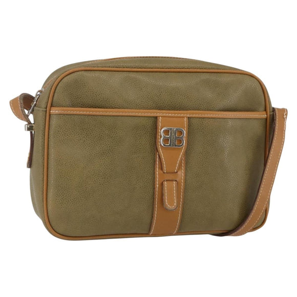 BALENCIAGA Shoulder Bag Leather Beige Silver Auth BA8029