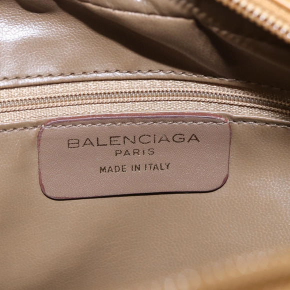 BALENCIAGA Shoulder Bag Leather Beige Silver Auth BA8029