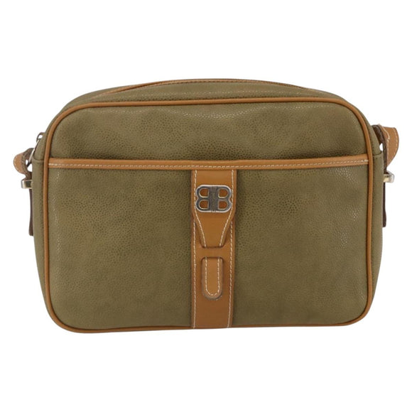 BALENCIAGA Shoulder Bag Leather Beige Silver Auth BA8029