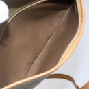 BALENCIAGA Shoulder Bag Leather Beige Silver Auth BA8029-22