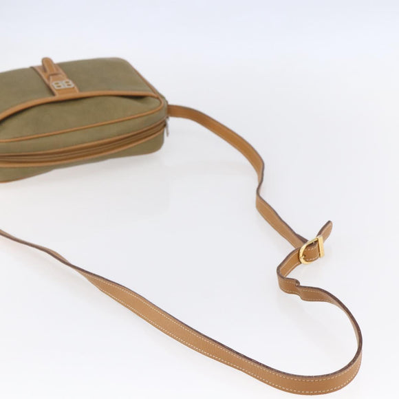 BALENCIAGA Shoulder Bag Leather Beige Silver Auth BA8029