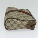 GUCCI GG Supreme Web Sherry Line Clutch Bag PVC Beige Gold 84 01 012 Auth BA803-4