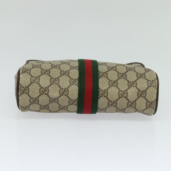 GUCCI GG Supreme Web Sherry Line Clutch Bag PVC Beige Gold 84 01 012 Auth BA803