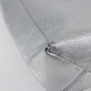 CELINE Hand Bag Leather 2way White Silver Auth BA8030-15