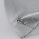 CELINE Hand Bag Leather 2way White Silver Auth BA8030-17