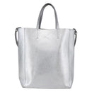 CELINE Hand Bag Leather 2way White Silver Auth BA8030-13