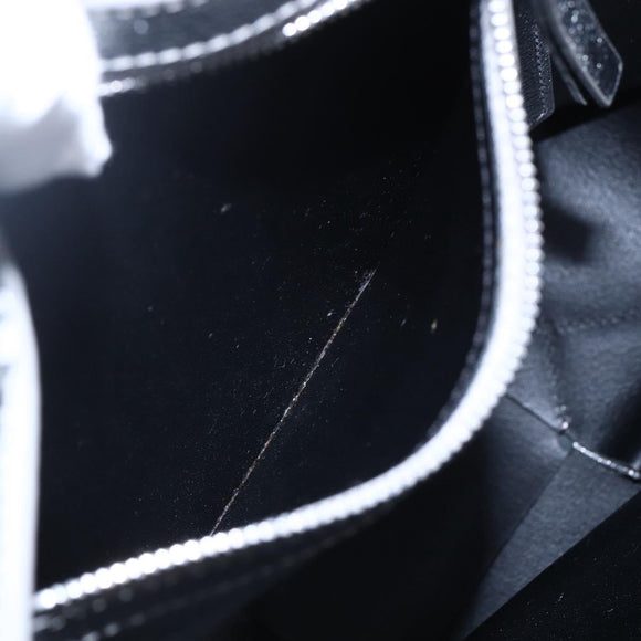 CELINE Hand Bag Leather 2way White Silver Auth BA8030