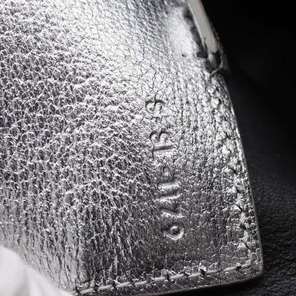 CELINE Hand Bag Leather 2way White Silver Auth BA8030