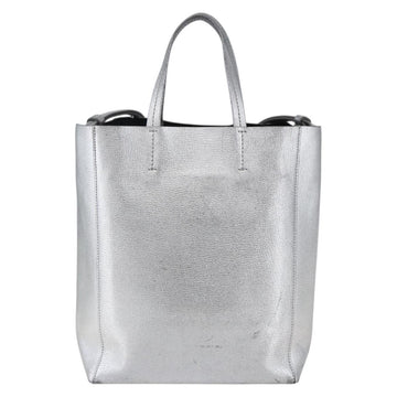 CELINE Hand Bag Leather 2way White Silver Auth BA8030 - 0