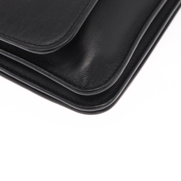 LOEWE Anagram Shoulder Bag Leather Black Silver Auth BA8031