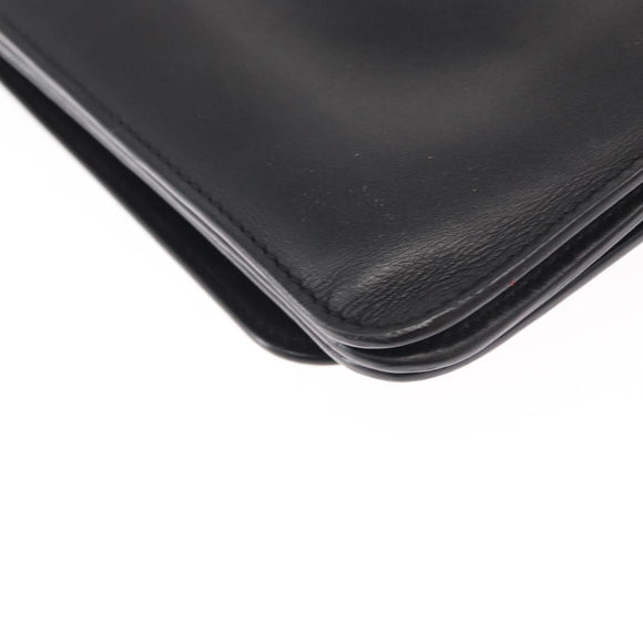 LOEWE Anagram Shoulder Bag Leather Black Silver Auth BA8031