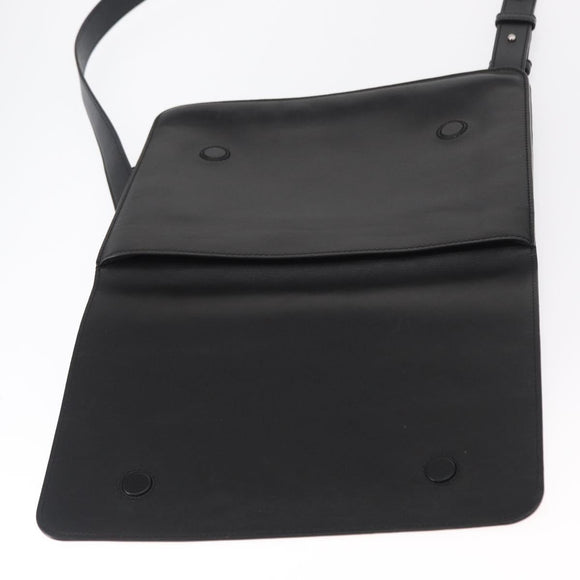 LOEWE Anagram Shoulder Bag Leather Black Silver Auth BA8031