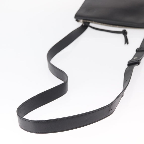 LOEWE Anagram Shoulder Bag Leather Black Silver Auth BA8031