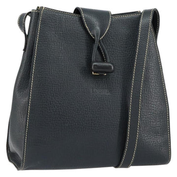 LOEWE Turn Lock Shoulder Bag Leather Navy Gold Auth BA8032