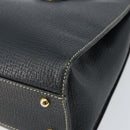 LOEWE Turn Lock Shoulder Bag Leather Navy Gold Auth BA8032-9