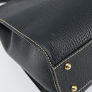 LOEWE Turn Lock Shoulder Bag Leather Navy Gold Auth BA8032-14