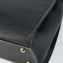 LOEWE Turn Lock Shoulder Bag Leather Navy Gold Auth BA8032-15