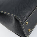 LOEWE Turn Lock Shoulder Bag Leather Navy Gold Auth BA8032-16