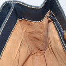 LOEWE Turn Lock Shoulder Bag Leather Navy Gold Auth BA8032-20