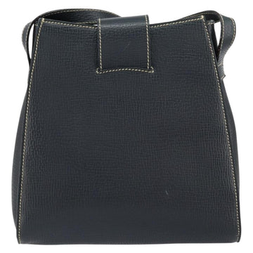 LOEWE Turn Lock Shoulder Bag Leather Navy Gold Auth BA8032 - 0