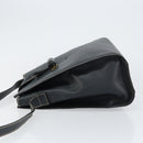 LOEWE Turn Lock Shoulder Bag Leather Navy Gold Auth BA8032-4