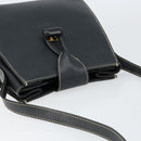 LOEWE Turn Lock Shoulder Bag Leather Navy Gold Auth BA8032-6