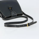 LOEWE Turn Lock Shoulder Bag Leather Navy Gold Auth BA8032-7