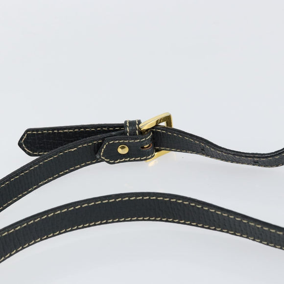 LOEWE Turn Lock Shoulder Bag Leather Navy Gold Auth BA8032