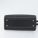 LOEWE Turn Lock Shoulder Bag Leather Navy Gold Auth BA8032-5