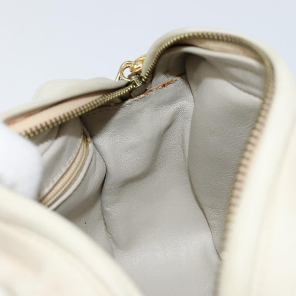 CHANEL Matelasse Chain Shoulder Bag Lamb Skin Beige Gold CC Auth BA8033