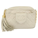 CHANEL Matelasse Chain Shoulder Bag Lamb Skin Beige Gold CC Auth BA8033-13