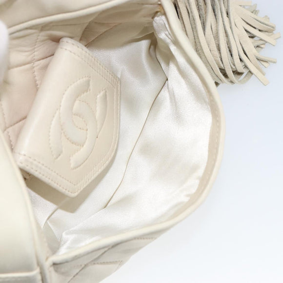 CHANEL Matelasse Chain Shoulder Bag Lamb Skin Beige Gold CC Auth BA8033