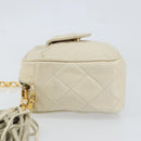 CHANEL Matelasse Chain Shoulder Bag Lamb Skin Beige Gold CC Auth BA8033-4