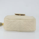 CHANEL Matelasse Chain Shoulder Bag Lamb Skin Beige Gold CC Auth BA8033-5