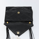 CHANEL Matelasse Shoulder Bag Lamb Skin Black Gold CC Auth BA8034-18