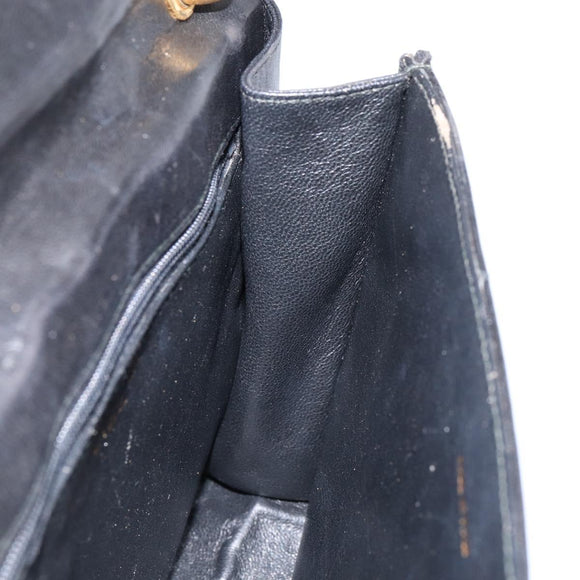 CHANEL Matelasse Shoulder Bag Lamb Skin Black Gold CC Auth BA8034