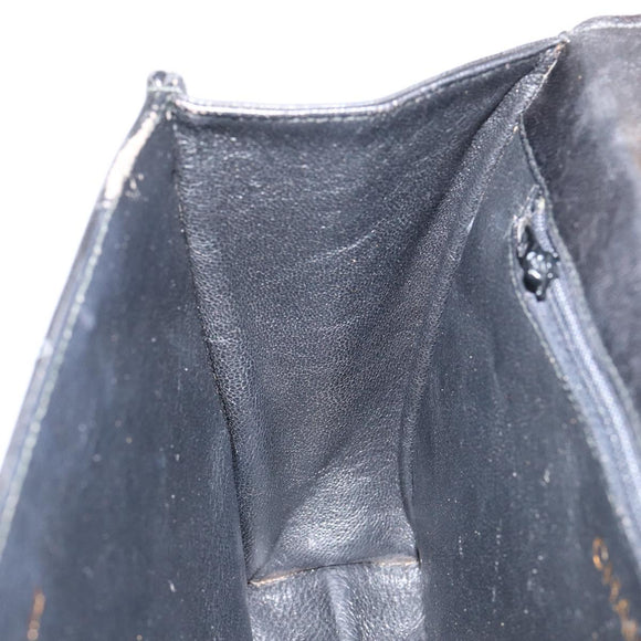 CHANEL Matelasse Shoulder Bag Lamb Skin Black Gold CC Auth BA8034