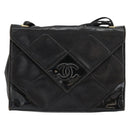 CHANEL Matelasse Shoulder Bag Lamb Skin Black Gold CC Auth BA8034-13