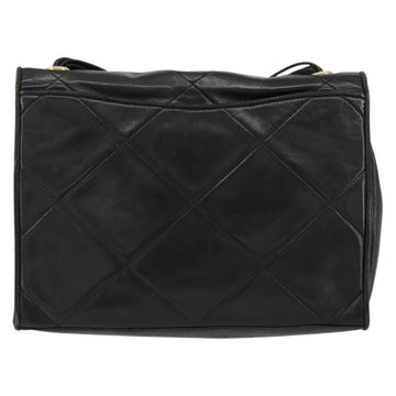 CHANEL Matelasse Shoulder Bag Lamb Skin Black Gold CC Auth BA8034 - 0