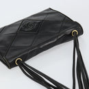 CHANEL Matelasse Shoulder Bag Lamb Skin Black Gold CC Auth BA8034-6