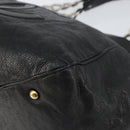 CHANEL Chain Tote Bag Caviar Skin Black Silver CC Auth BA8036-9