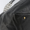 CHANEL Chain Tote Bag Caviar Skin Black Silver CC Auth BA8036-14