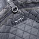 CHANEL Chain Tote Bag Caviar Skin Black Silver CC Auth BA8036-17